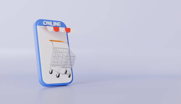 istock Smartphone with store front, shopping cart, basket 2196744246