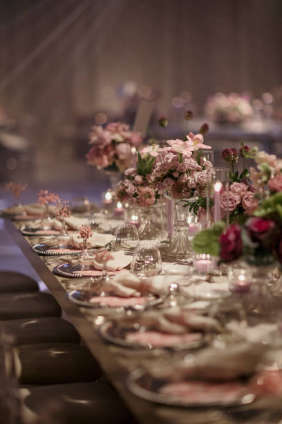 istock Romantic Wedding Table Setting with Floral Decor and Candles. stock photo 2196747912
