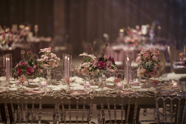 istock Romantic Wedding Table Setting with Floral Decor and Candles. stock photo 2196748042