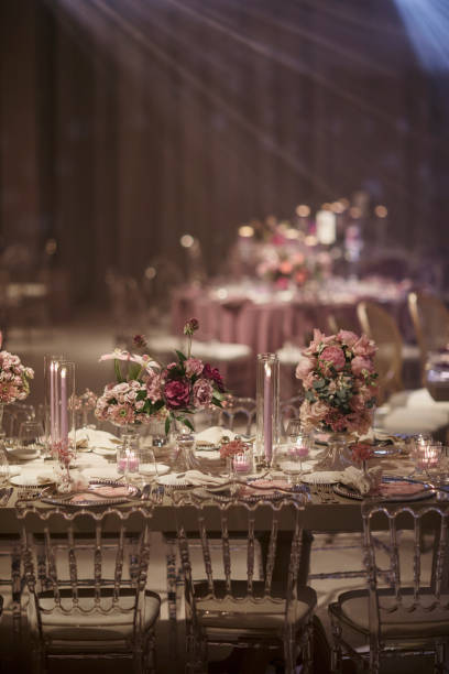 istock Romantic Wedding Table Setting with Floral Decor and Candles. stock photo 2196750549