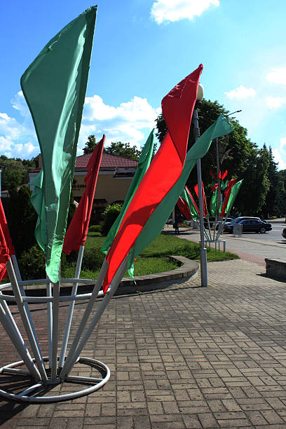 istock red and green flags in the flag holder. Creating a festive atmosphere 2196758306