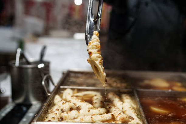 street stall selling deep-fried takoyaki.