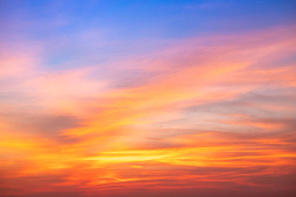 istock Beautiful , luxury soft gradient orange gold clouds and sunlight on the blue sky perfect for the background, take in evening,Twilight, Large size, high definition landscape photo 2196761029