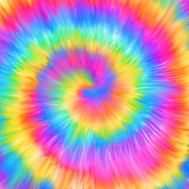 Rainbow coloured psychedelic tie dye spiral pattern background Rainbow coloured psychedelic tie dye spiral pattern background design tie dye stock illustrations