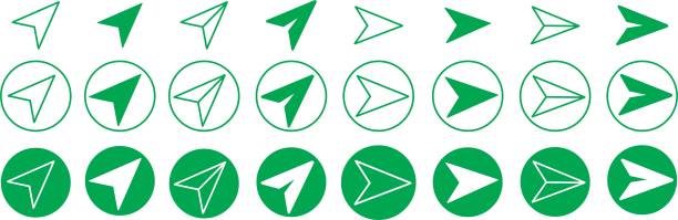 istock Green Flat Message send icons Set. Direct messages or DM symbols editable stock. Send post or mail or email arrows icons. Plane origami send icons for web designs isolated on transparent background. 2196762812