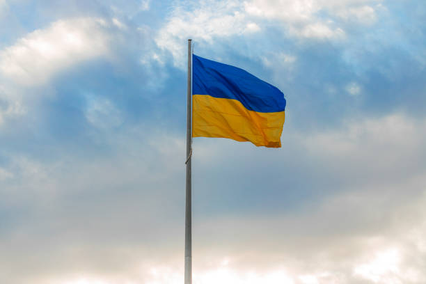 istock blue yellow flag Ukraine independence concept sign on dramatic cloudscape background 2196765705