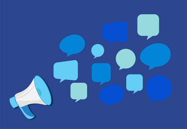 istock Megaphone loudspeaker and speech bubbles. Concept of marketing or advertisement 2196766450