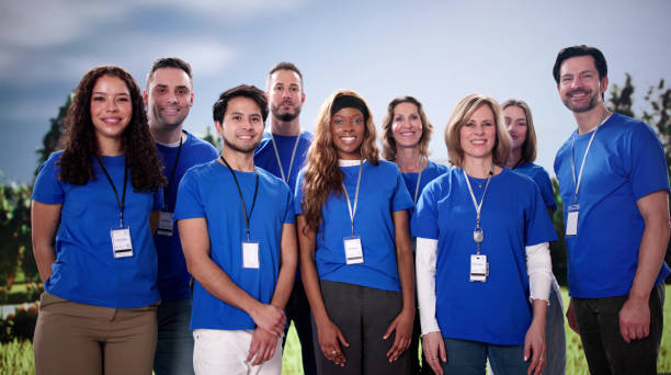 istock Team of diverse volunteers helping community 2196768434