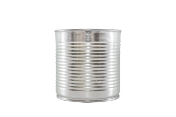 istock Close-up various metal and white tin can on white background separated shot. Include clipping path in both object. 2196768659