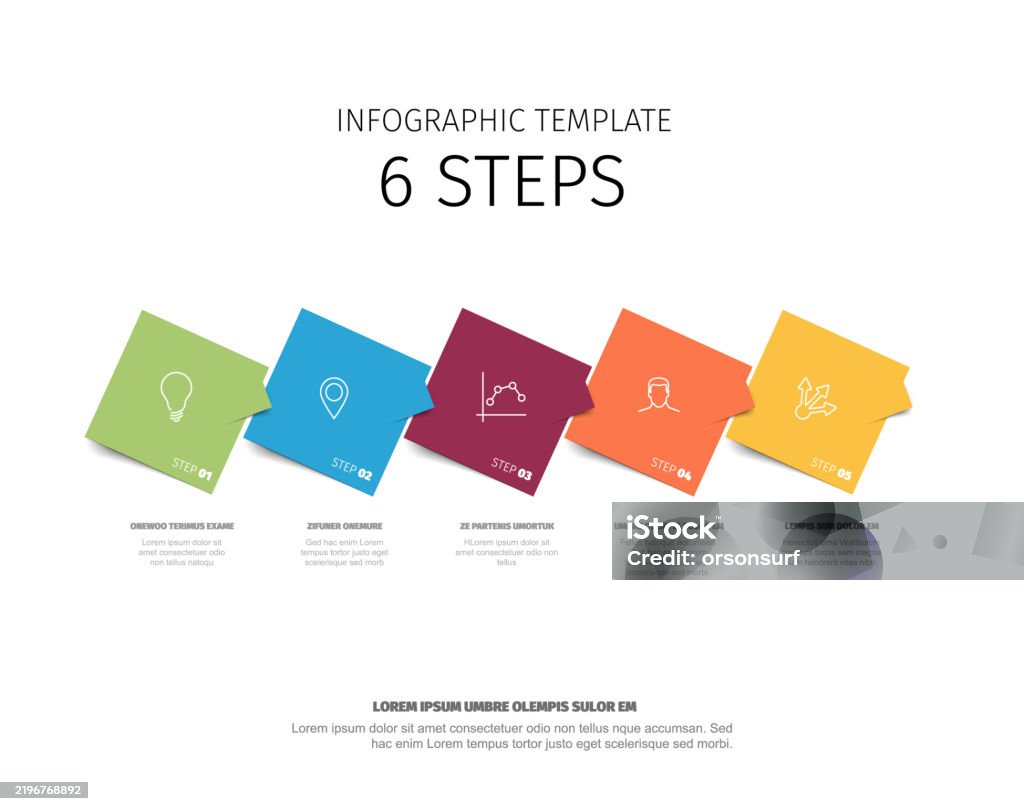 6 Steps Templete Colorful 6 Steps Horizontal Infographic Template Made From Color Square ...