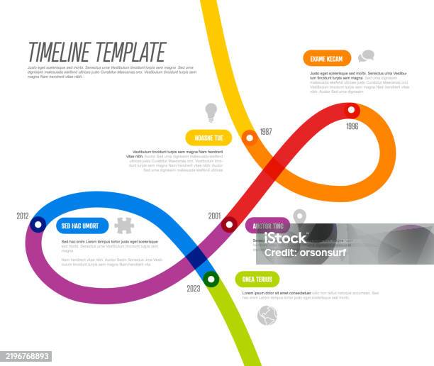 Timeline 6 Colorful Loop Timeline Template With 6 Dates Stock Illustration ...