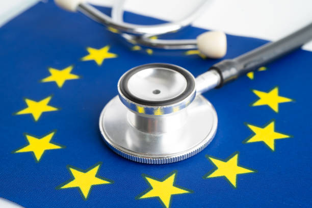 istock EU flag with black stethoscope, Business and finance. 2196770844
