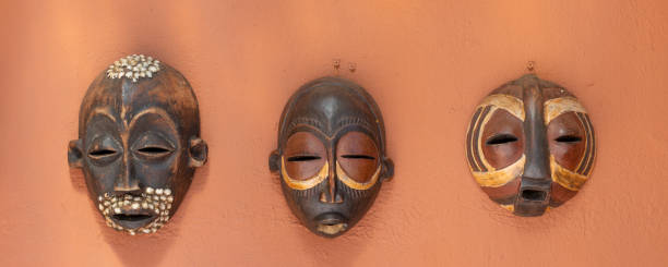 istock Row of beautiful African masks 2196774813