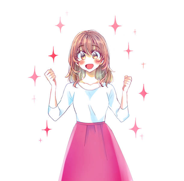 ilustraciones, imágenes clip art, dibujos animados e iconos de stock de mujer con ambas manos cerradas en puños - siguiente nivel expresión