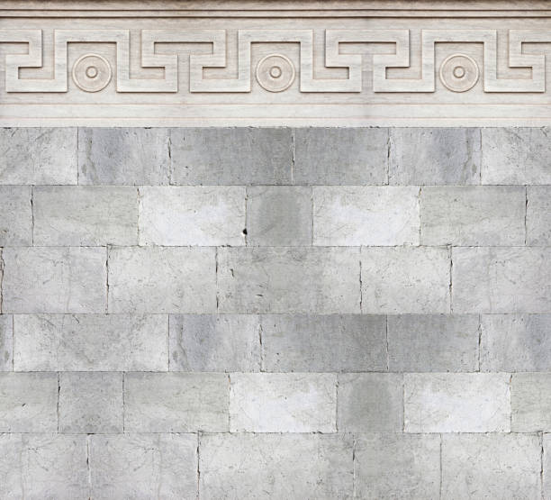 istock Old white stone wall with geometric molding stone eaves - image with copy space 2196776027