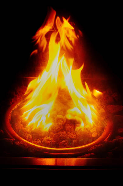 Cozy Fire Pit Glowing Flames Charcoal Heat Warm Relaxing Ambiance