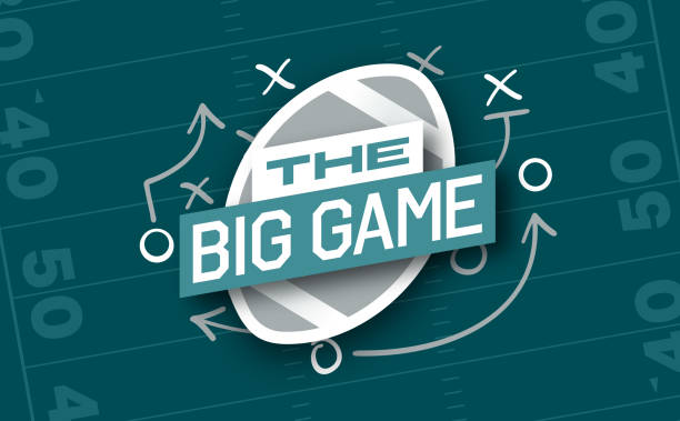 Big Game Football Party and Field Play call Playbook Background Big game football kickoff party and football invitation field background. american football field dimensions stock illustrations