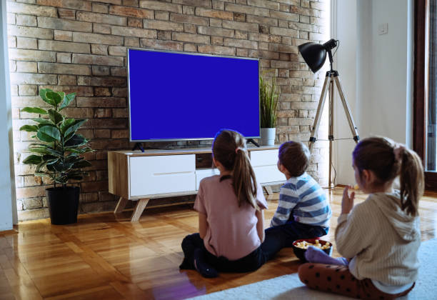 istock Siblings watching TV at home 2196785907