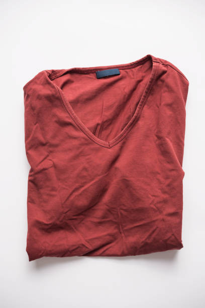 red t-shirt photo on wood background