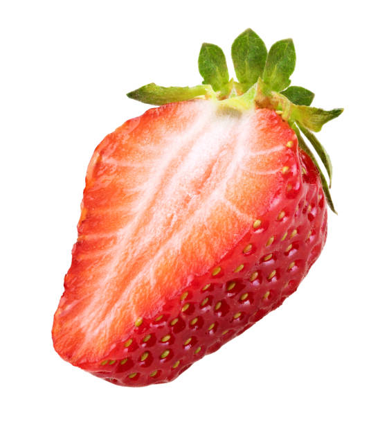 istock Half a strawberry isolated on white background 2196799329