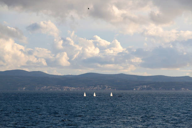 Sailing boat and beautiful Adriatic sea landscape in Croatia.