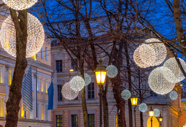 Christmas Lights At Promenadeplatz In Munich, Upper Bavaria, Bavaria, Germany, Europe