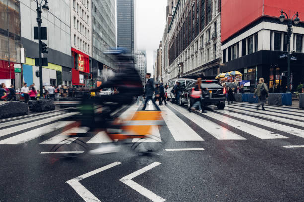 istock Busy crosswalk and road intersection in New York Manhattan 2196805285