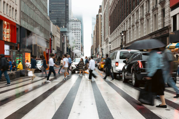 istock Busy crosswalk and road intersection in New York Manhattan 2196805312