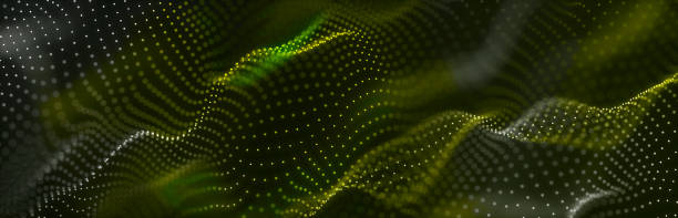 istock Beautiful curved wave on a dark background. Digital technology background. Concept of network. 3D 2196806631