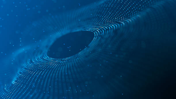 istock Digital binary data tunnel. Abstract connection of dots on dark background. Concept of network. 3D 2196806644