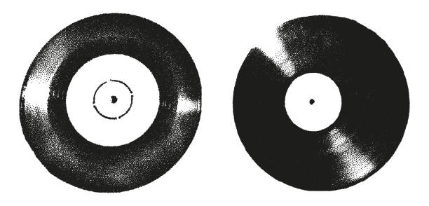 ilustraciones, imágenes clip art, dibujos animados e iconos de stock de retro discos de vinilo punteado fotocopia ilustración vectorial - tocadisco