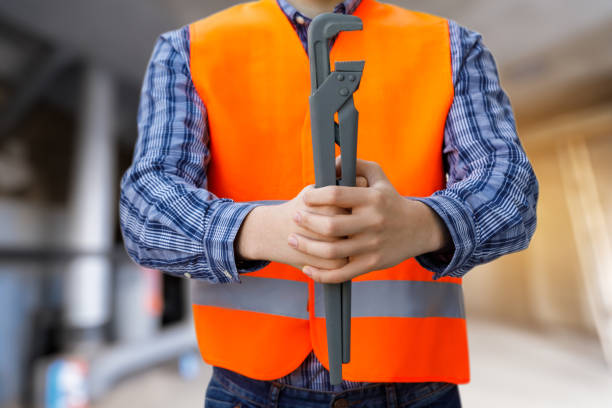 The concept of plumbing services . Professionalism in the construction and plumbing industry.