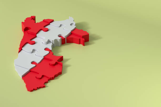 istock Peru map made of puzzle pieces on green background with copy space 2196827596