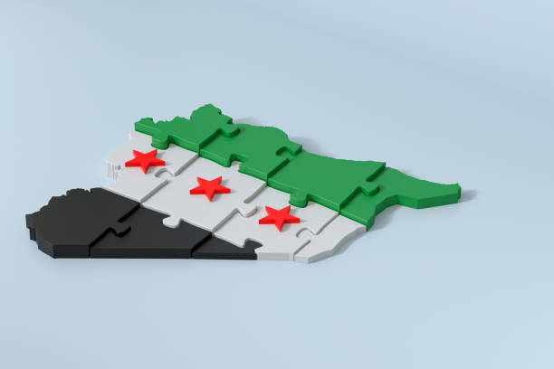 3d rendering of Syria map puzzle with copy space, ideal for illustrating concepts related to geopolitics, conflicts, and international relations