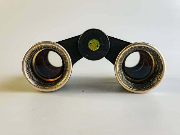 istock Vintage Soviet theater binoculars on a white background. Rear view 2196828685