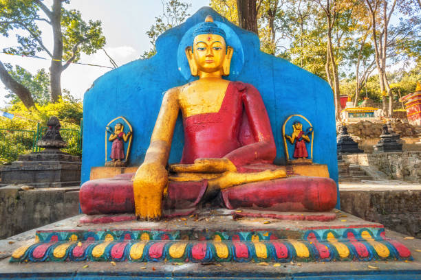 Buddha statue at Swayambhunath Stupa, Kathmandu, Nepal