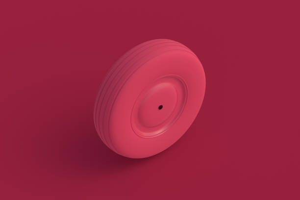 istock Wheel for wheelbarrow of magenta on red background. 3d render 2196841713