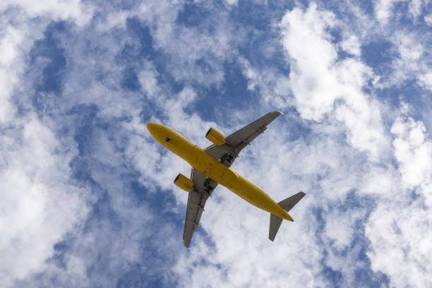 San Jose, California, USA - October 25, 2024: A Spirit airplane takes off from San Jose Mineta International Airport.