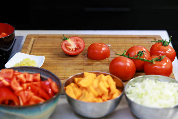istock Fresh ingredients prepared for cooking a healthy meal in a modern kitchen setting 2196846484