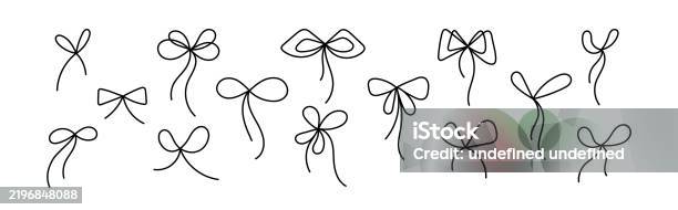 Bow Pattern Line Bow Line Collection Minimal Vector Thin Art Stroke Stock Illustration ...