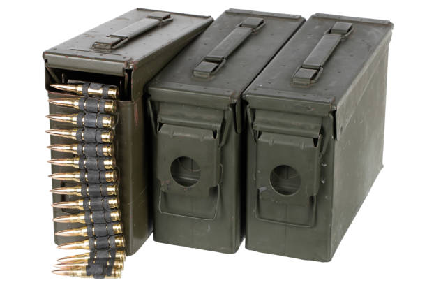 istock ammunition belts with cartridges in ammunition boxes 2196853349