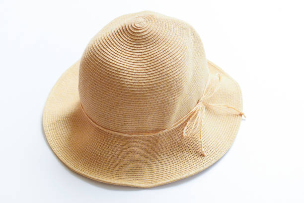 brown hat isolated on white background, vintage cloth style