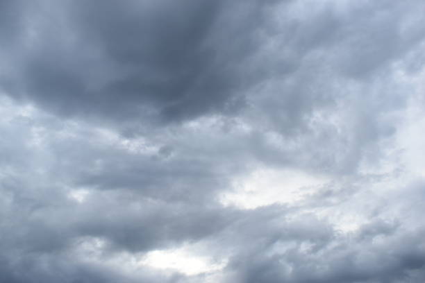 Gray dark clouds in the sky. Cloudy landscape.