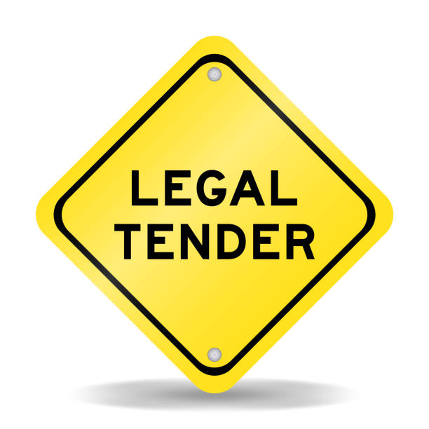 istock Yellow color transportation sign with word legal tender on white background 2196856863