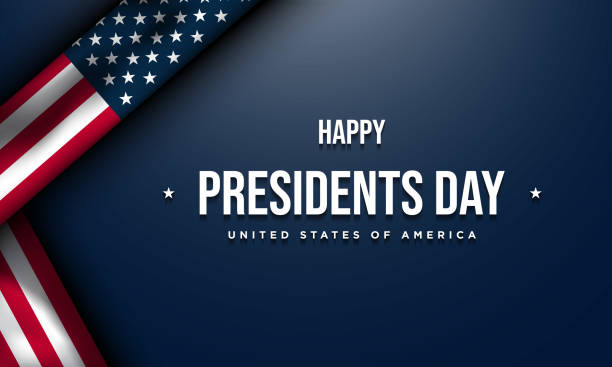 istock Presidents Day Banner Design with American flag illustration on the blue background. 2196858785