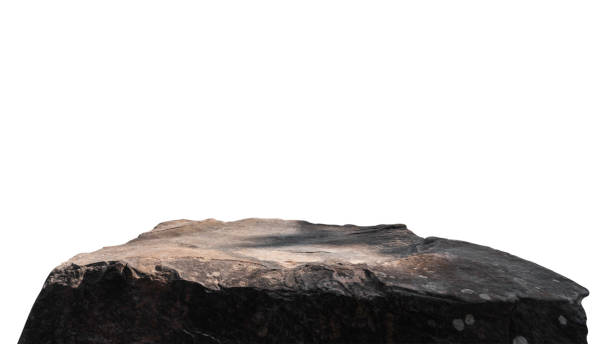 istock Rock isolated, Stone podium, Cliff mountain on white backgrounds well material design exhibition platform and Space montage your product display, Clipping path 2196860953