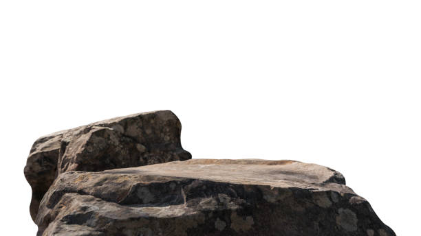 istock Rock isolated, Stone podium, Cliff mountain on white backgrounds well material design exhibition platform and Space montage your product display, Clipping path 2196860954