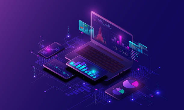 istock Technology background image on laptop, financial graph concept, business analysis, market 2196863216