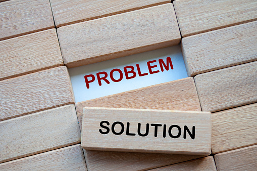 Solution Problem Synonym Problem And Solution Text On Wooden Blocks Representing Problem Solving ...