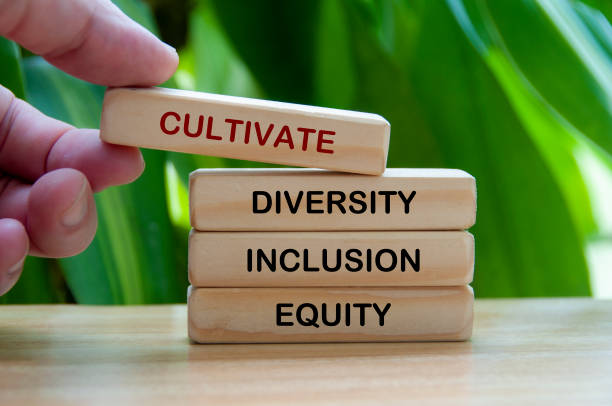 istock Hand placing Cultivate Diversity, Inclusion and Equity wooden text with blurred nature background 2196868810